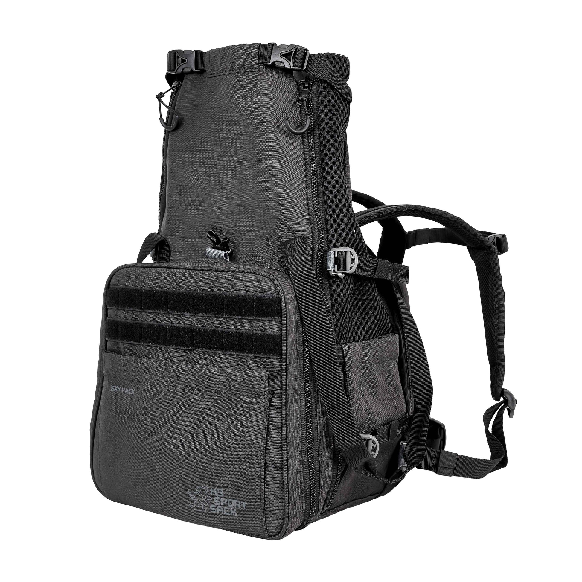 K9 Sport Sack Black Carrier Backpack featuring padded straps for comfortable dog backpack travel