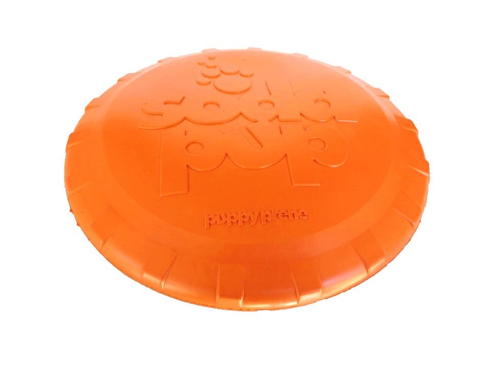 Dog Toy Rubber Frisbee Bottle Top Flyer Orange