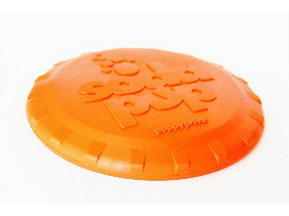 Dog Toy Rubber Frisbee Bottle Top Flyer Orange