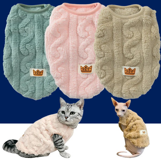 Soft Cozy Cat Sweater – Winter Fleece Vest for Sphynx & Small Dogs