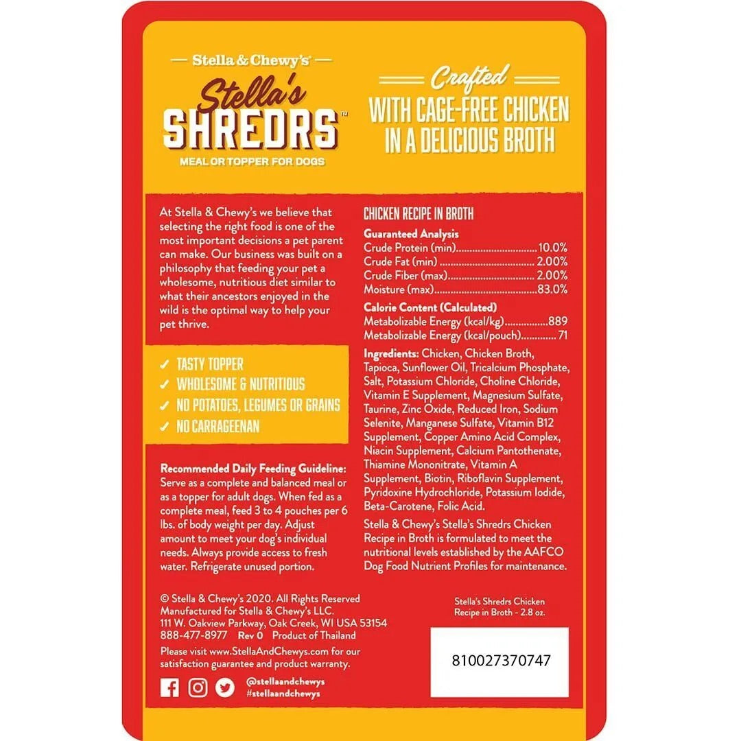 Stella & Chewy’s Shredrs Chicken Dog Food (2.8oz) - Wet Dog Food - The Family Pet