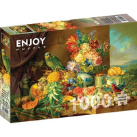Still Life with Fruit Flowers & Parrot 1000 Piece Jigsaw Puzzle Enjoy