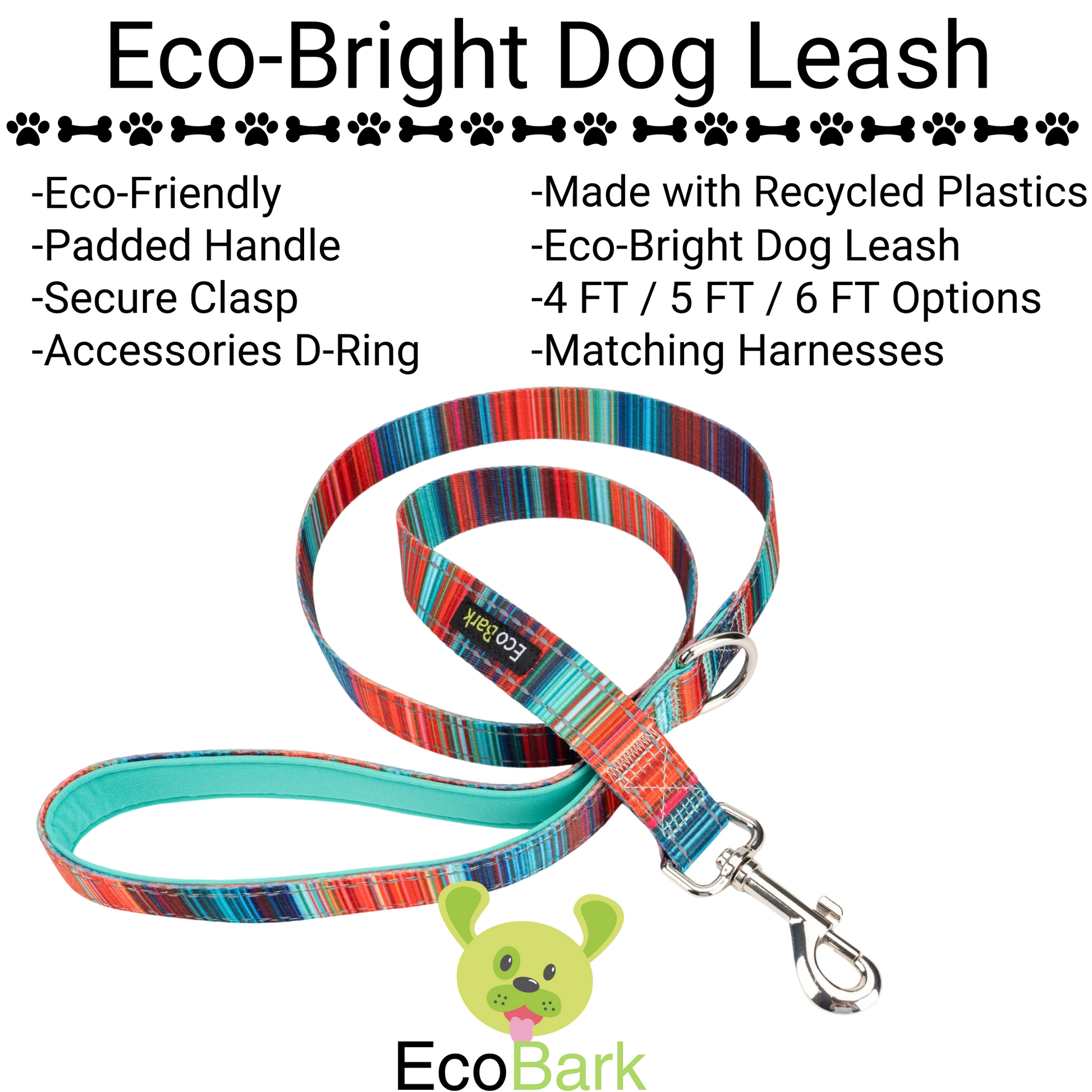 Dog Treats Stripe Leash by EcoBark Multicolor Padded Comfort - lifestyle product image for dog treats