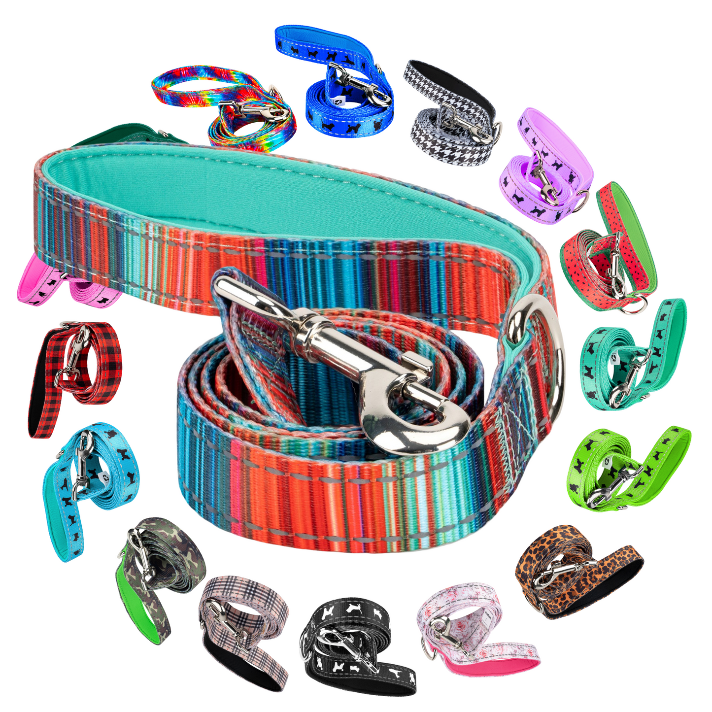 Dog Treats Stripe Leash by EcoBark Multicolor Padded Comfort - gallery product image for dog treats