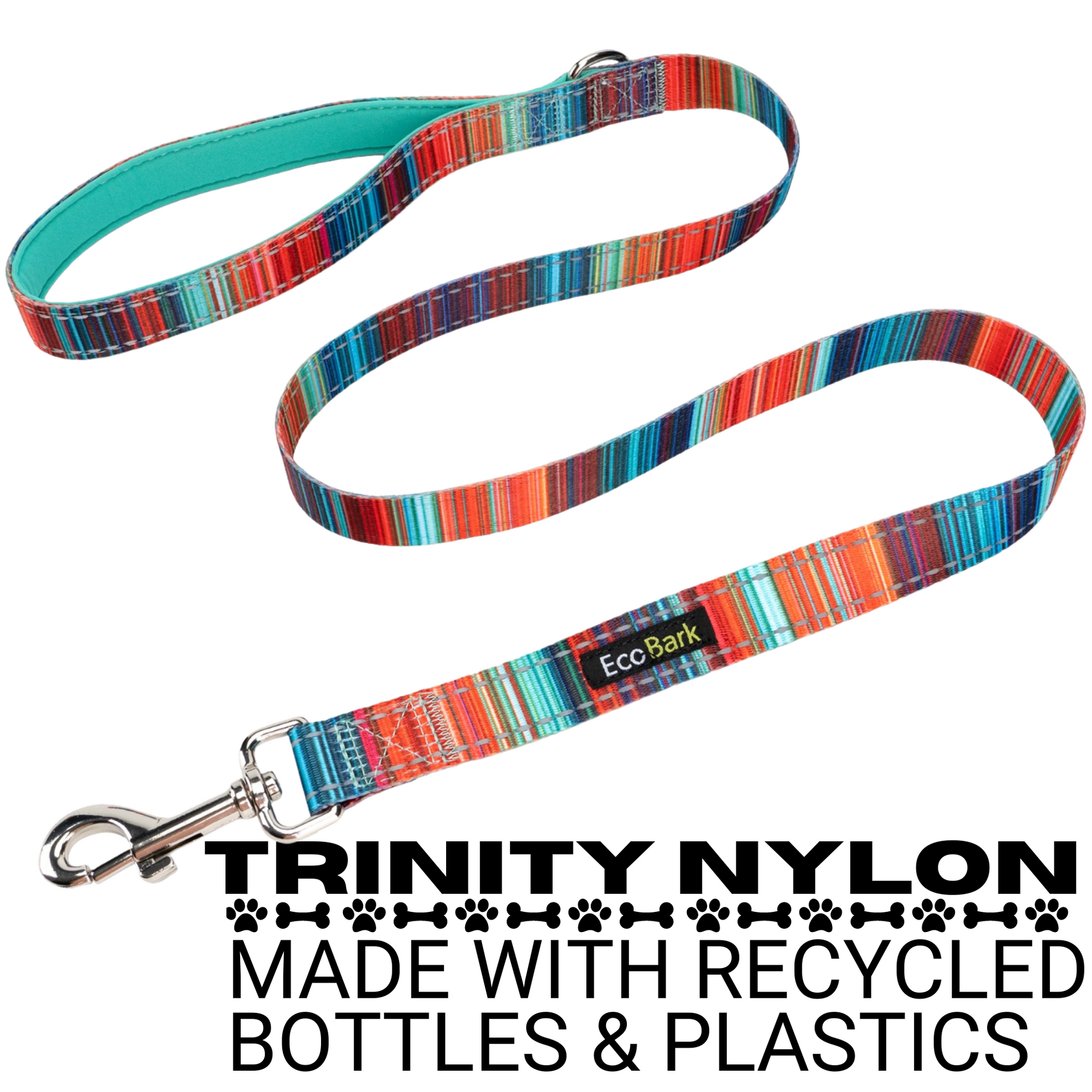 Dog Treats Stripe Leash by EcoBark Multicolor Padded Comfort - size and texture image for dog treats