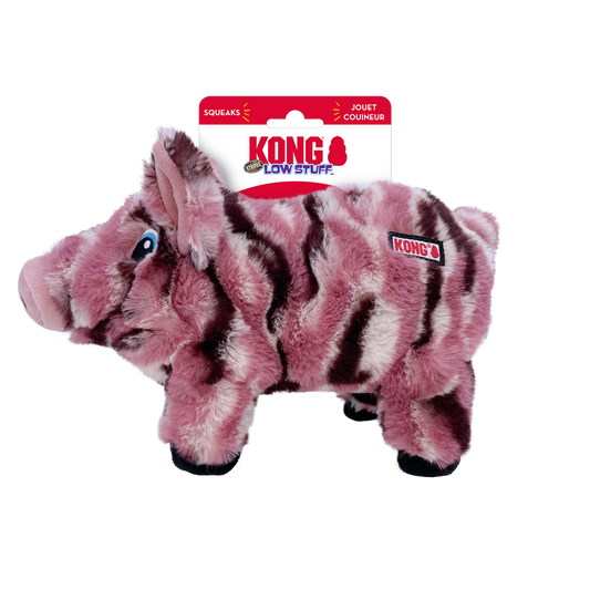 KONG Low Stuff Stripes Pig Plush Squeaky Dog Toy 👑