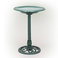 Outdoor Garden Bird Bath Bowl with Stand in Green Bronze