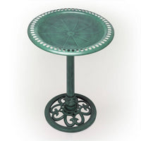 Outdoor Garden Bird Bath Bowl with Stand in Green Bronze
