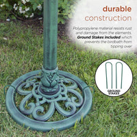 Outdoor Garden Bird Bath Bowl with Stand in Green Bronze