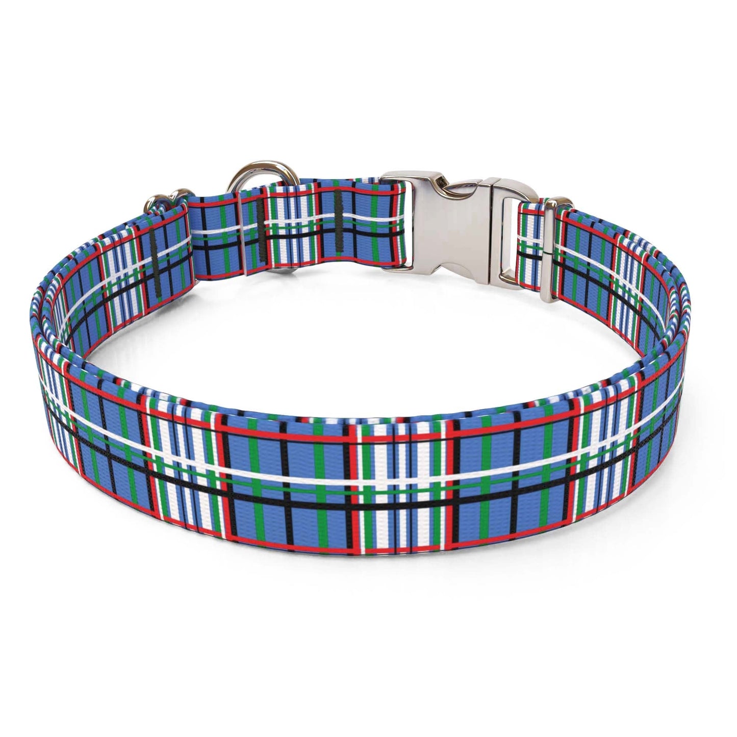 Personalized Tartan Plaid Blue Dog Collar