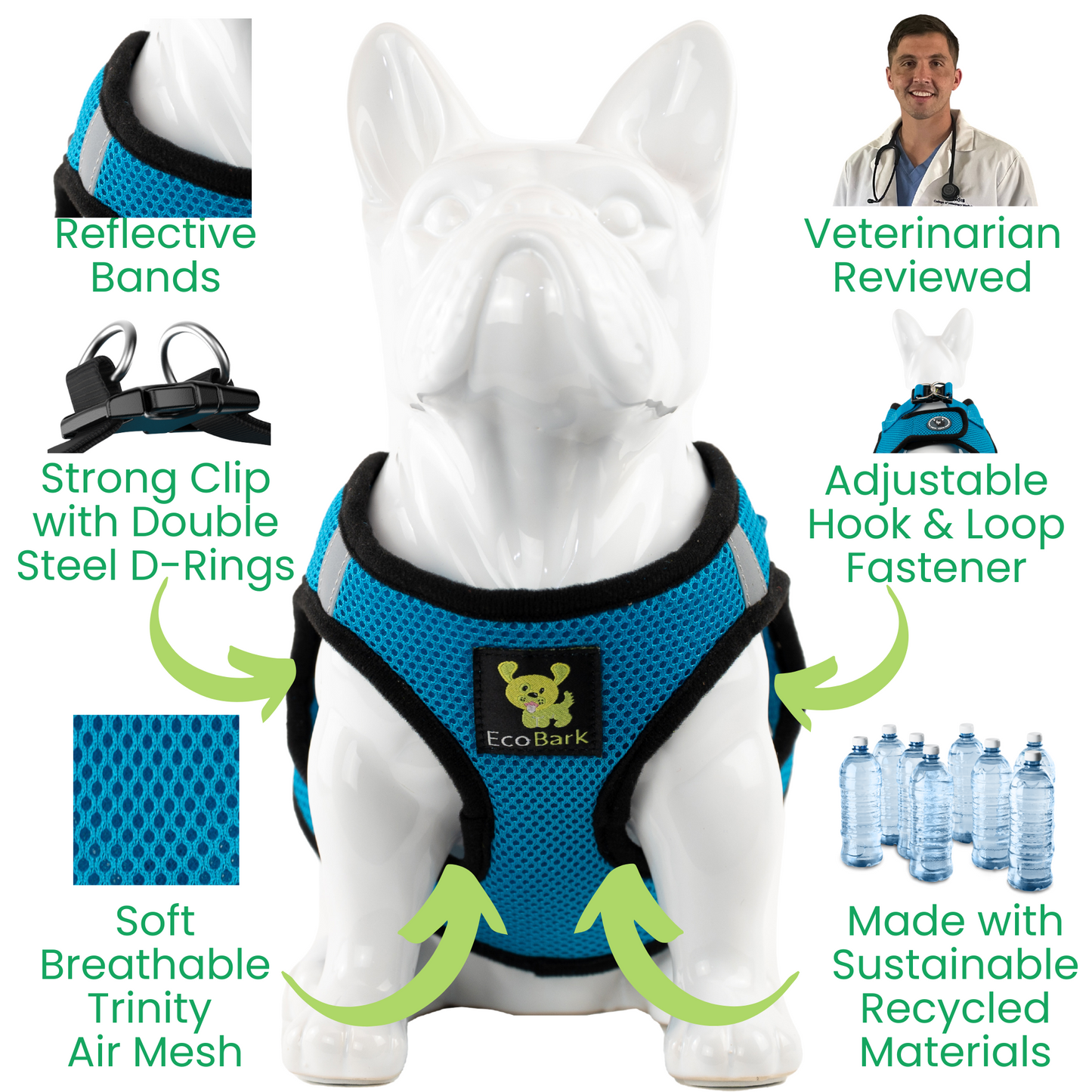 Dog Harness EcoBark Step In Harness XXXS to Small Breeds- - close up product image for dog harness