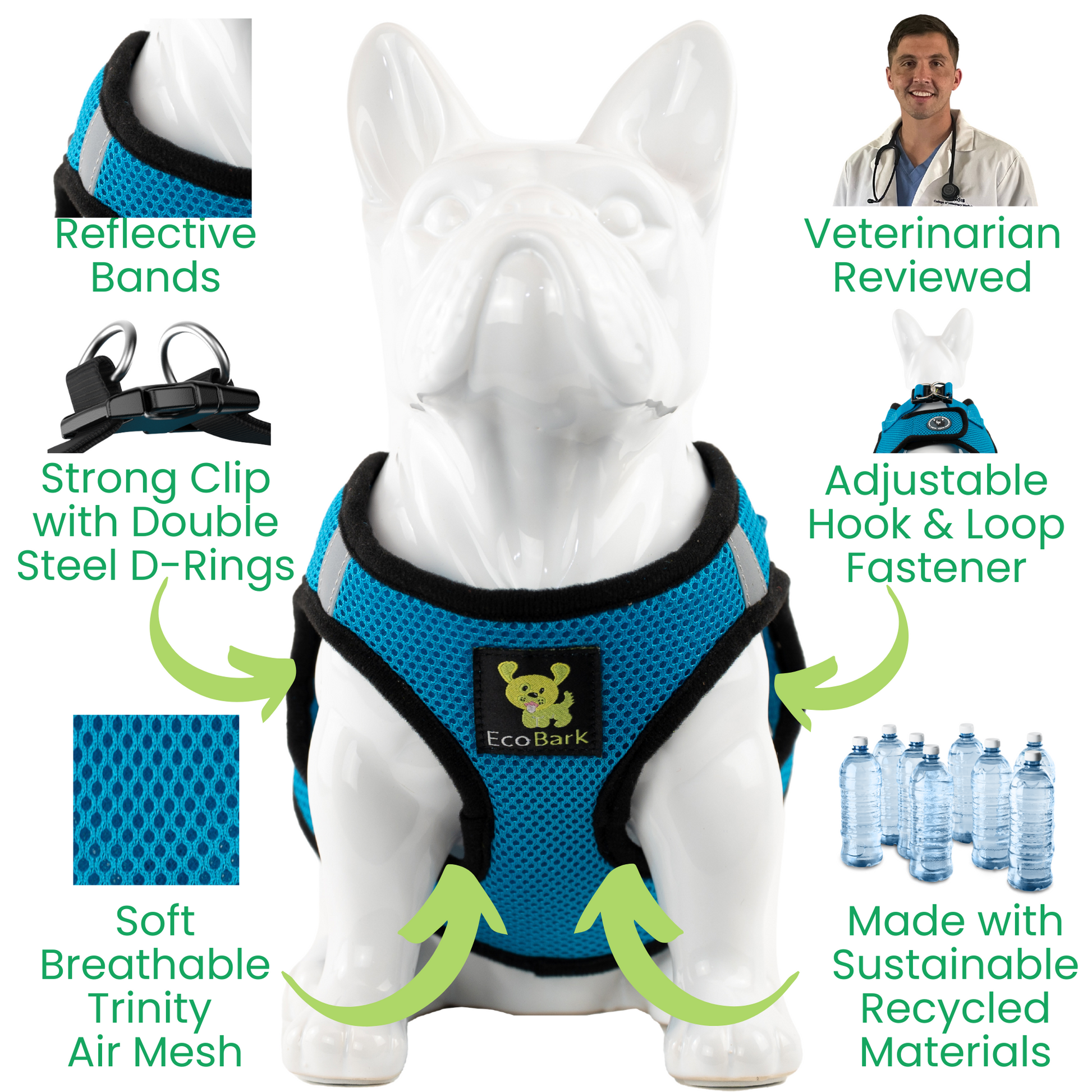 Dog Harness EcoBark Step In Harness XXXS to Small Breeds- - close up product image for dog harness