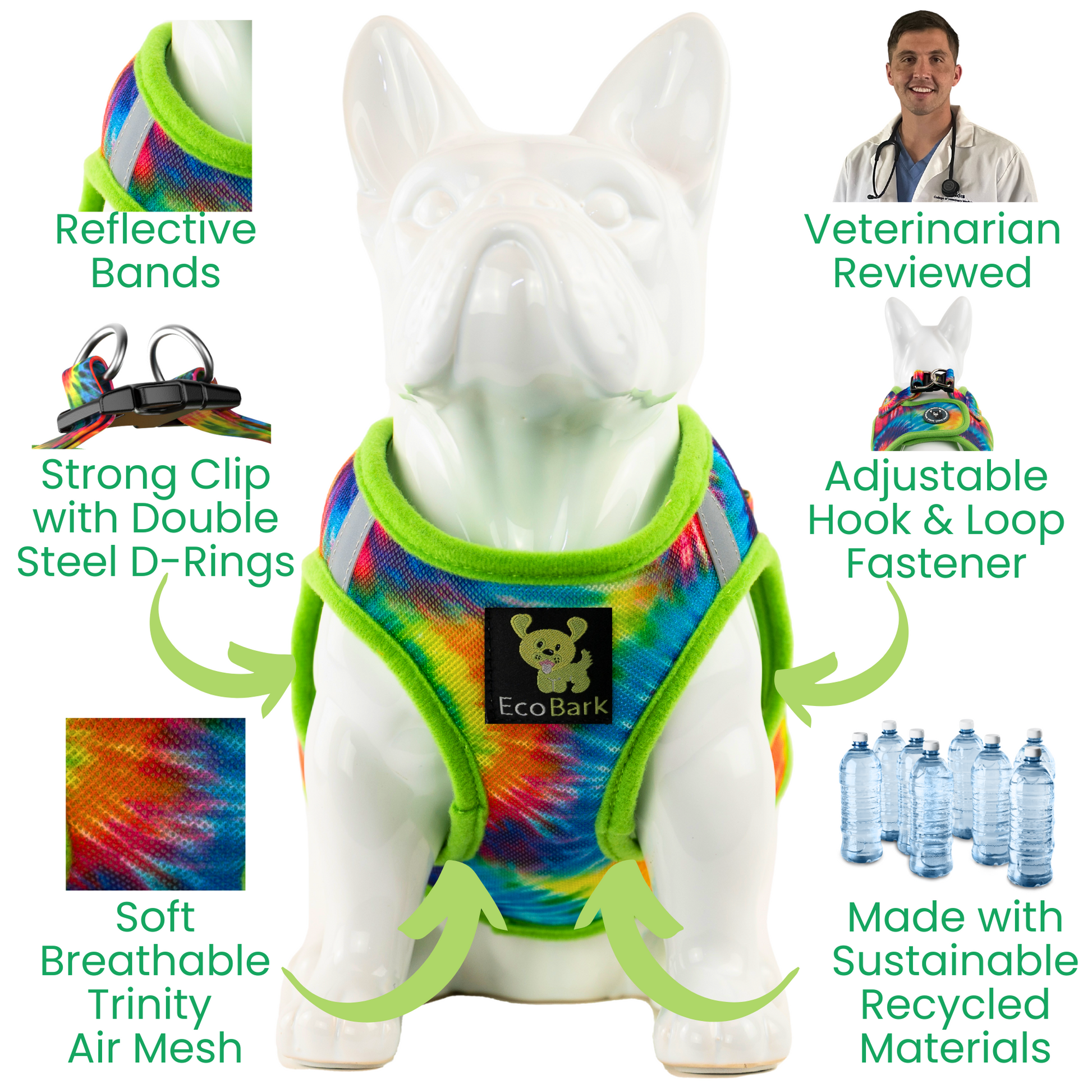 Dog Harness EcoBark Step In Harness XXXS to Small Breeds- - close up product image for dog harness