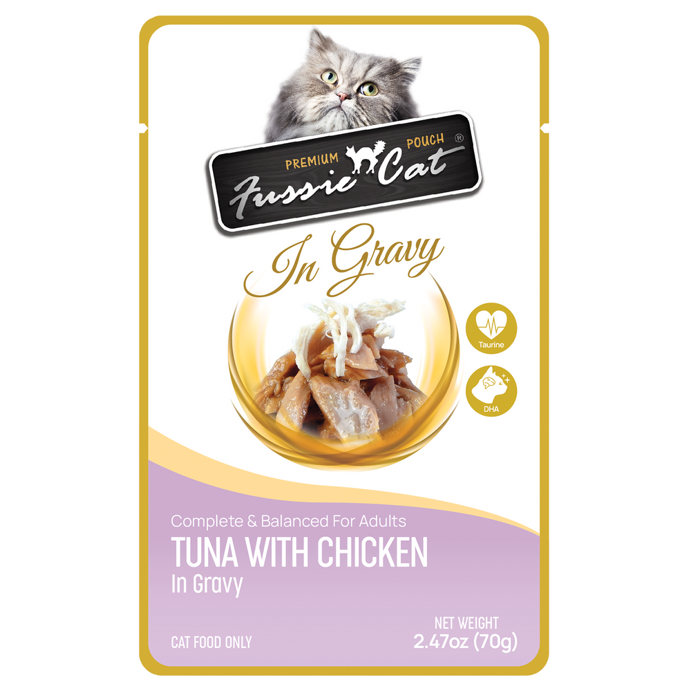 Fussie Cat Pouch - Tuna with Chicken in Gravy (2.47oz)