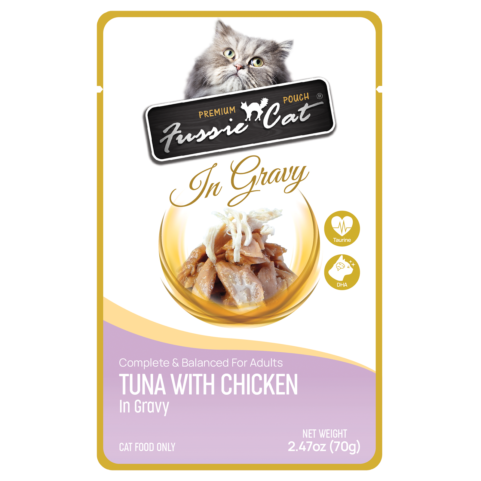 Fussie Cat Pouch - Tuna with Chicken in Gravy (2.47oz) - Fussie Cat Wet Cat Food - The Family Pet