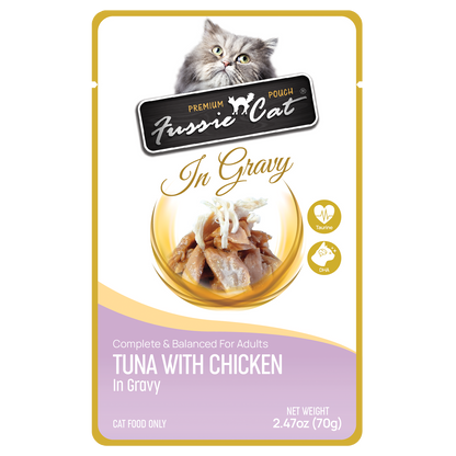 Purrfect Pet Kingdom High-Quality Fussie Cat Pouch - Tuna with Chicken in Gravy (2.47oz) For Pets for pet comfort and safety