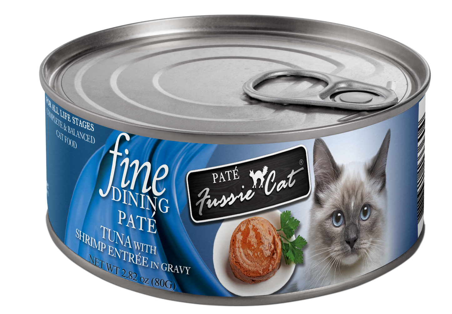 Fussie Cat Fine Dining - Pate - Tuna with Shrimp Entree in gravy (2.82oz) - Wet Cat Food - The Family Pet
