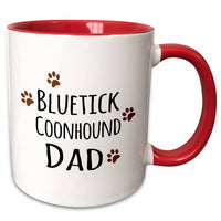 3dRose Bluetick Coonhound Dog Dad - Doggie by breed - brown muddy paw prints -... - Mugs (mug_153866)