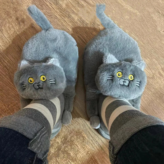 🤗 Cuddly Hug Cat Slippers - Ultimate Kawaii Winter Fur Paradise for Women