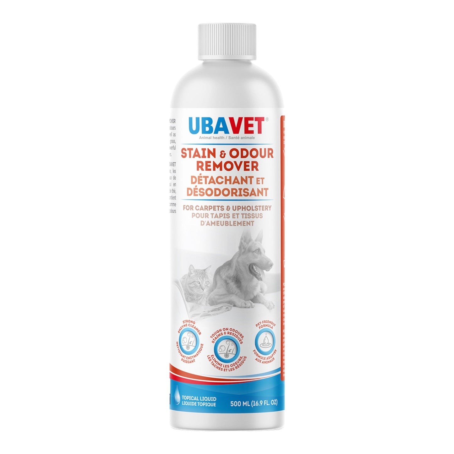 UBAVET Stain and Odor Remover for Dogs & Cats – Powerful Enzyme Cleaner – (16.9 fl oz / 500ml) - Purrfect Pet Kingdom