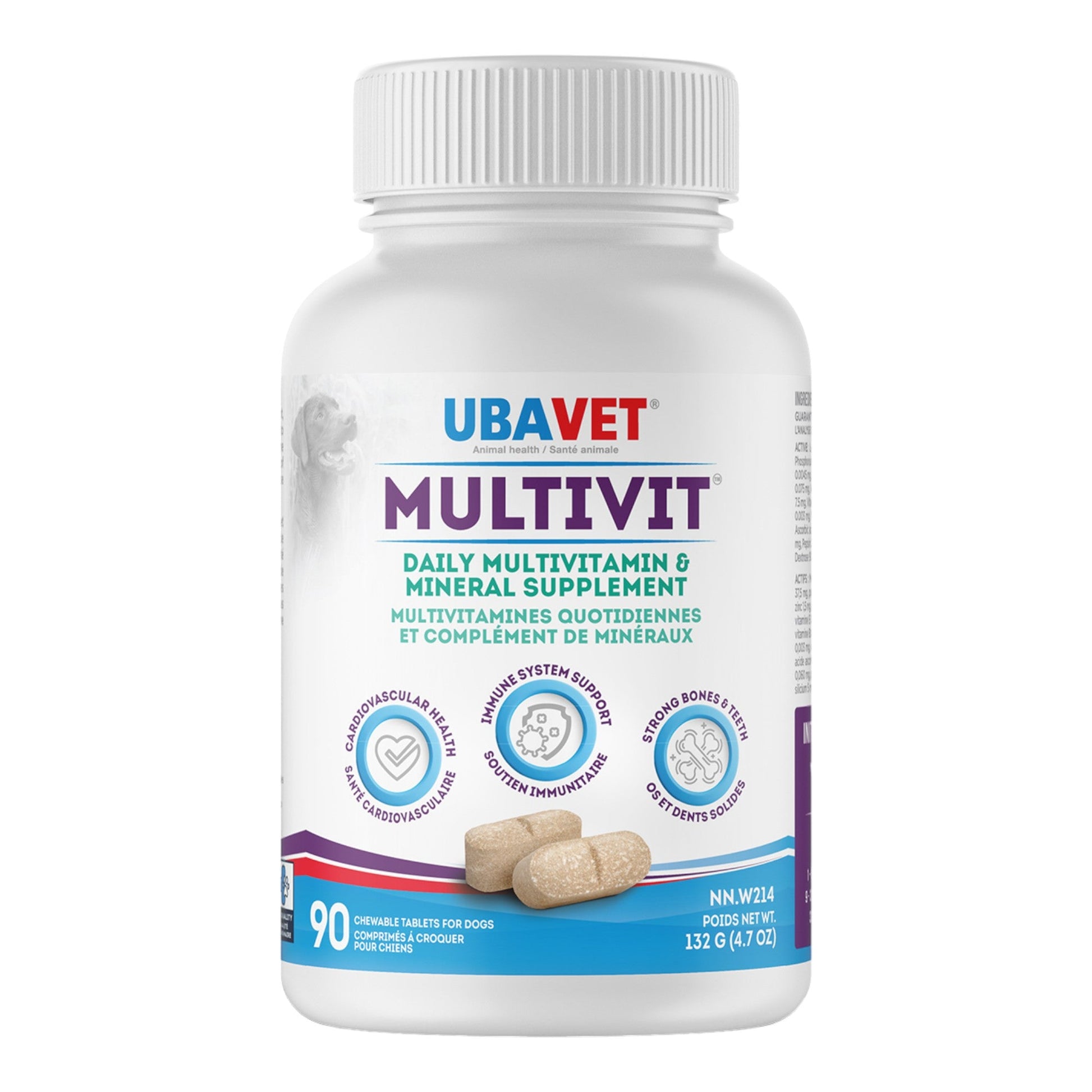 UBAVET MULTIVIT Daily Vitamin and Mineral Tablet for Dogs – Comprehensive Nutritional Support – (90 ct) - Purrfect Pet Kingdom
