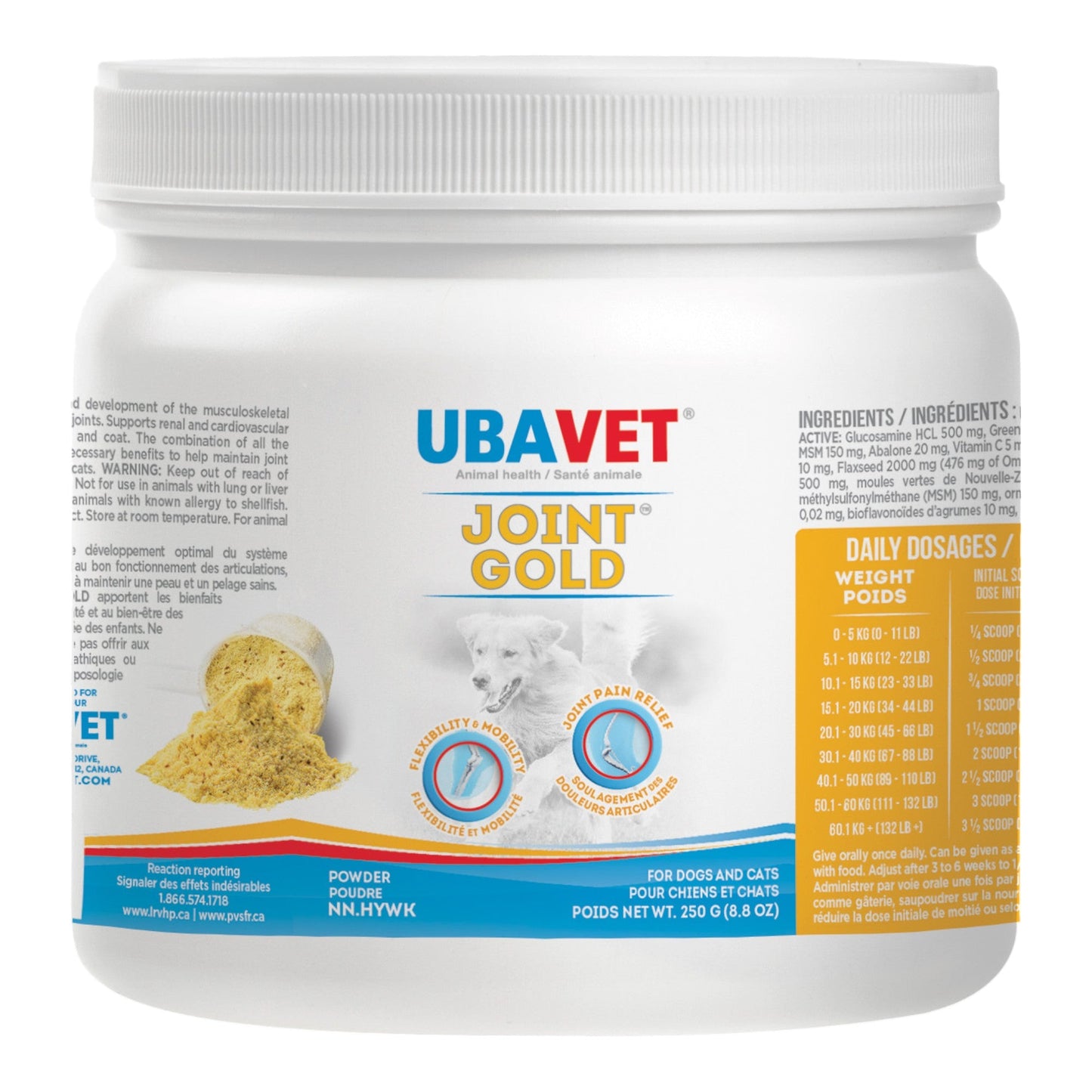 UBAVET Joint Gold Joint Care Powder for Dogs & Cats – 8.8 oz (250g) - Purrfect Pet Kingdom