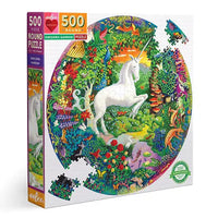 Unicorn Garden 500 Piece Round Jigsaw Puzzle eeBoo