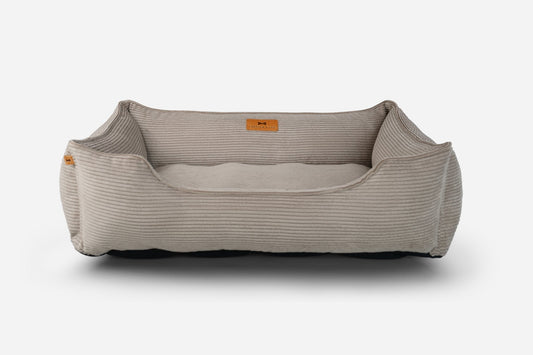 Pet Bed Fancy Corduroy Sleeper Taupe Bolster