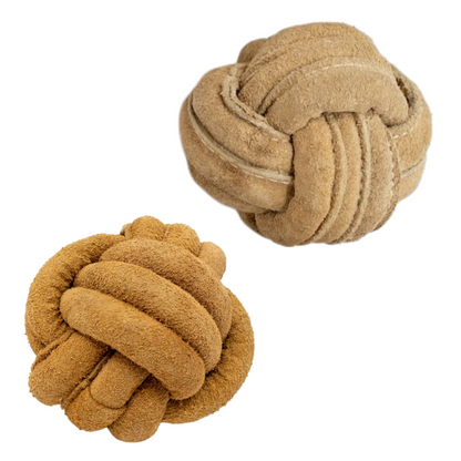 Huggle-Hide® Natural Leather Ball Dog Toy, 2 Pack