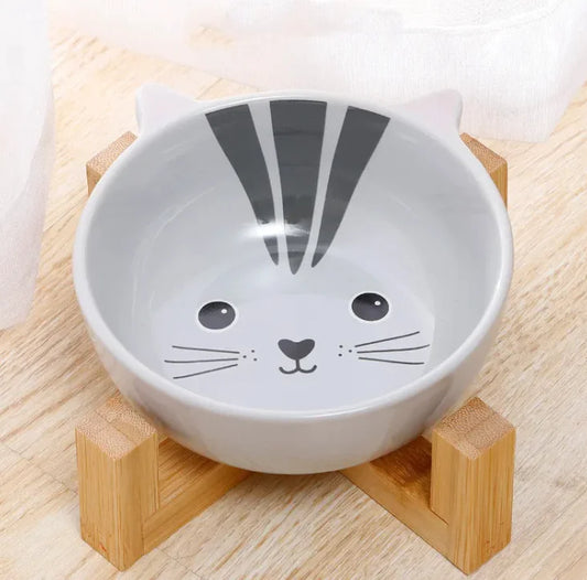 Modern Ergonomic Ceramic Pet Bowl for Cats and Small Dogs