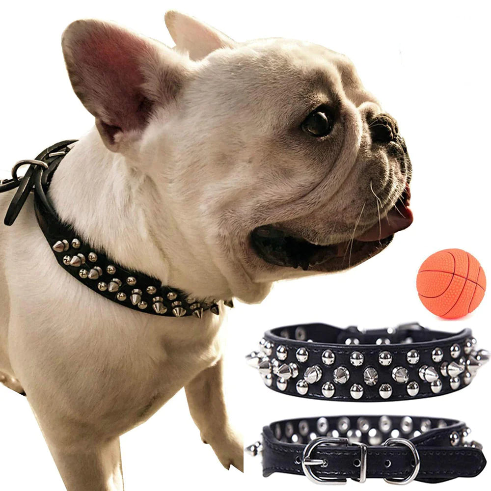 Rugged Leather Spiked Collar for Dogs and Cats - Ameraeon