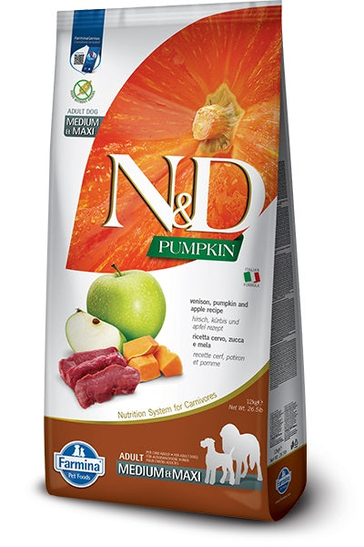 Farmina N&D Adult Dog Food Venison and Apple Recipe 12kg Bag