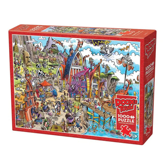 Viking Village Doodle Town 1000 Piece Jigsaw Puzzle Cobble Hill