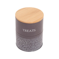 Country Living Dog Treat Canisters - Set of 2 Carbon Steel Jars with Bamboo Lids – Volcanic Gray