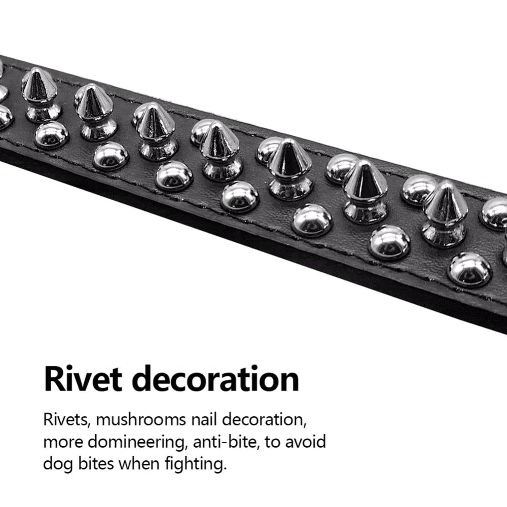 Rugged Leather Spiked Collar for Dogs and Cats - Ameraeon