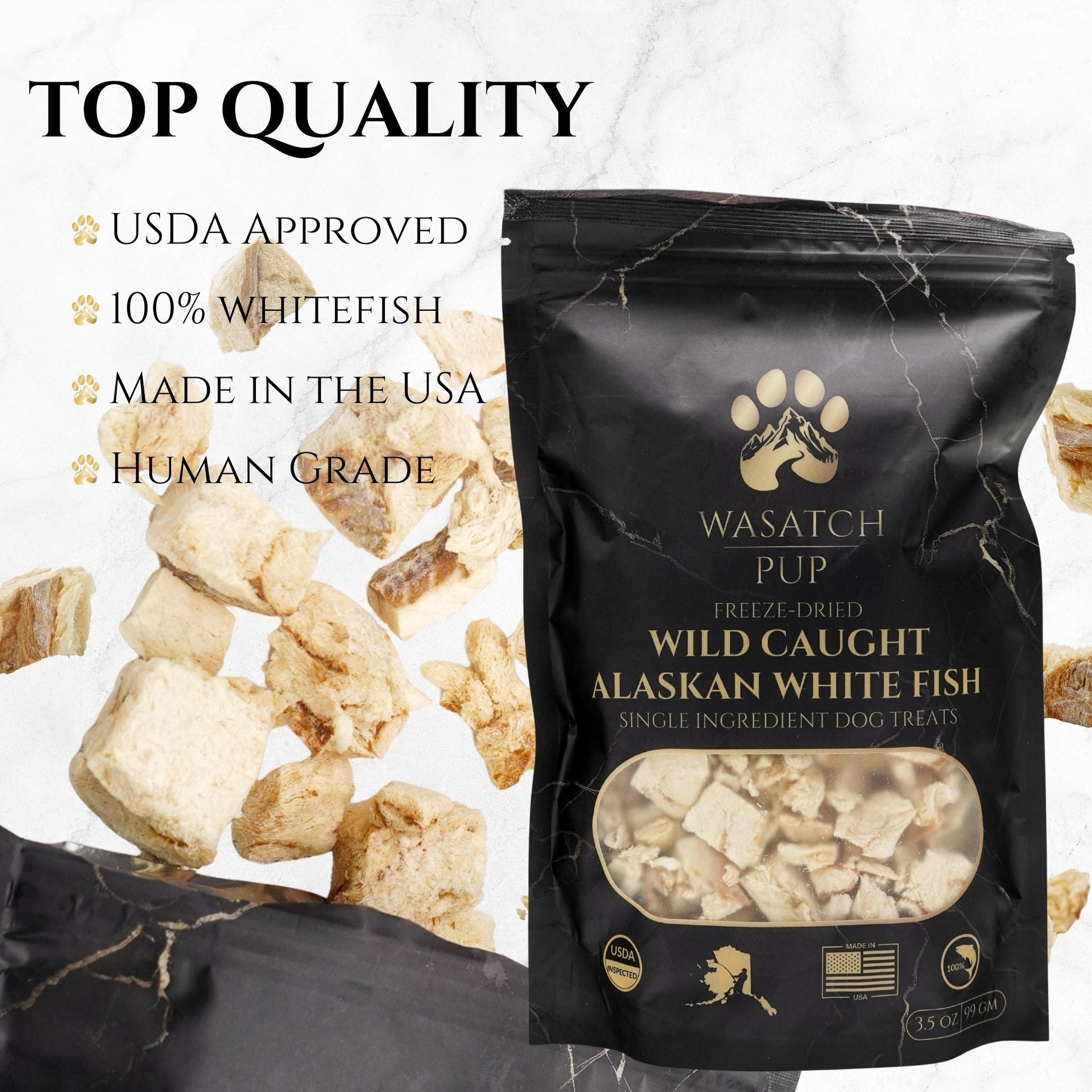 Freeze - Dried Alaskan Whitefish | Single Ingredient Dog Treats - Wasatch Pup