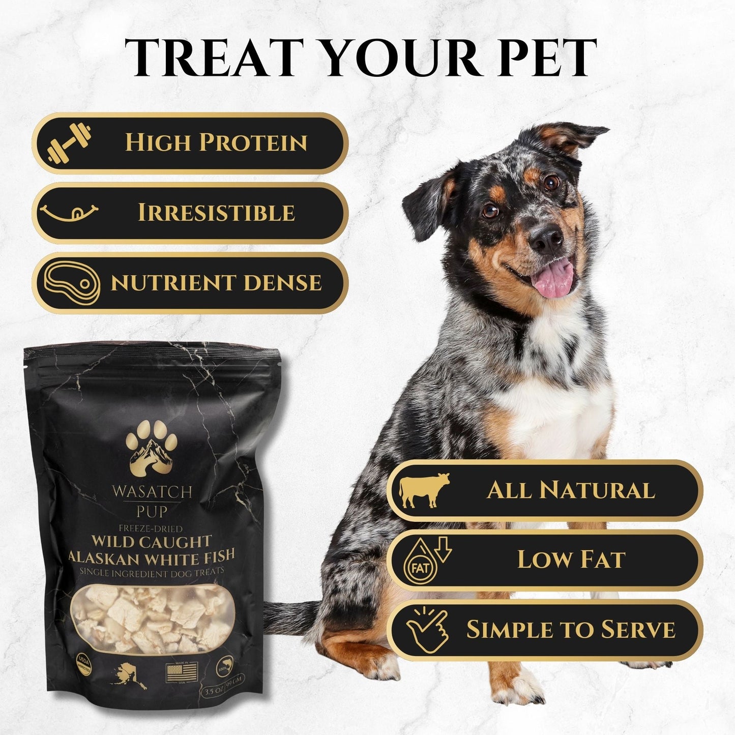 Freeze - Dried Alaskan Whitefish | Single Ingredient Dog Treats - Wasatch Pup