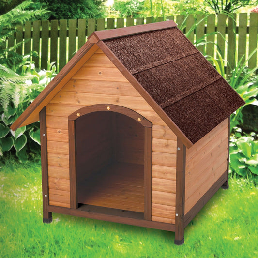 Medium 30 - inch Solid Wood Dog House with Waterproof Shingle Roof - Outdoor > Dog House & Cat Houses - HomePacific