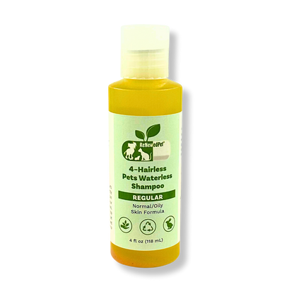 4 - HAIRLESS PETS REGULAR WATERLESS SHAMPOO - 4 Nudie Pets - ReNewedPet - 4 OZ. ($4.73/oz.) - 4 - HREGWLSHAMPO4OZ