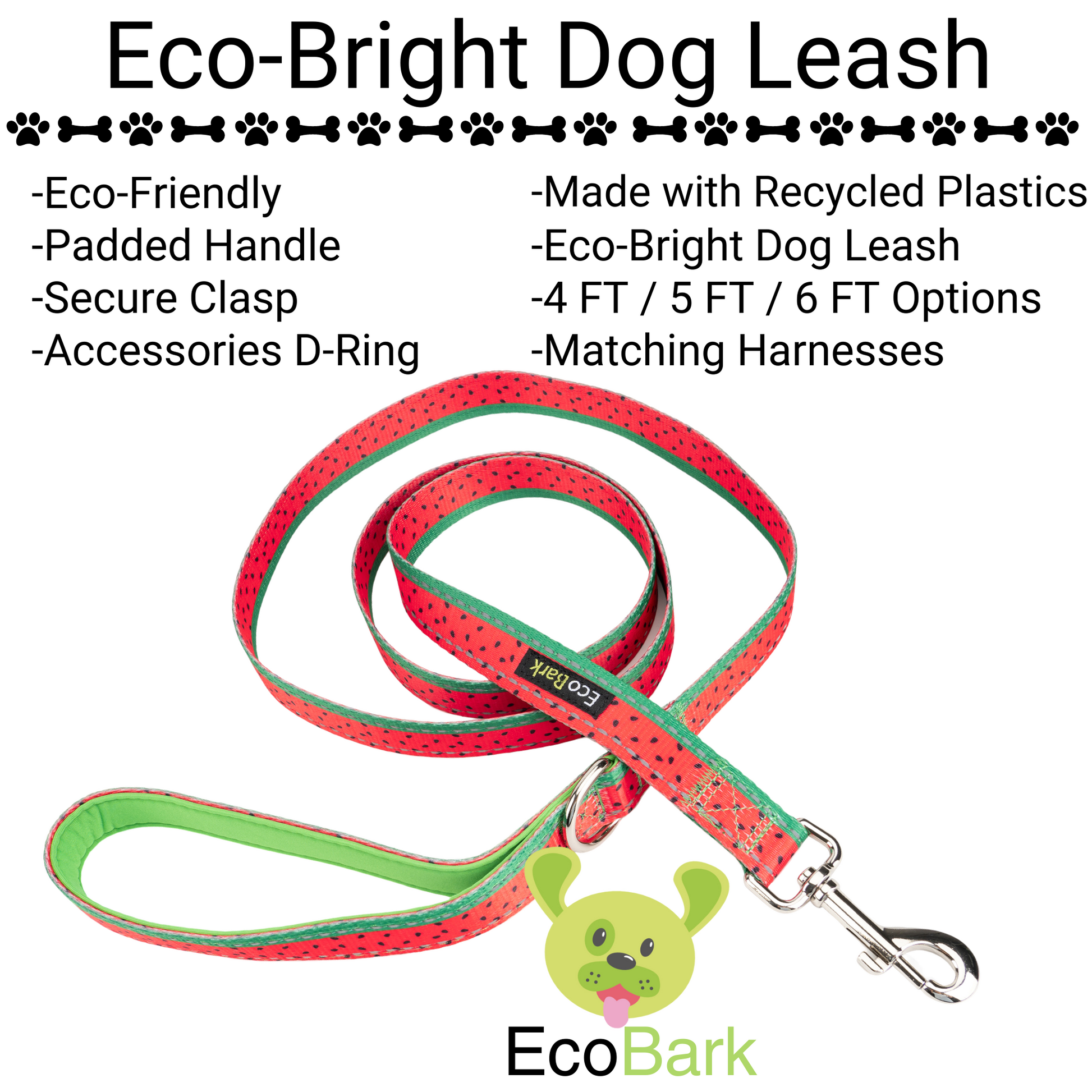 Dog Leash EcoBark Watermelon Leash- Padded Comfort Grip - lifestyle product image for dog leash