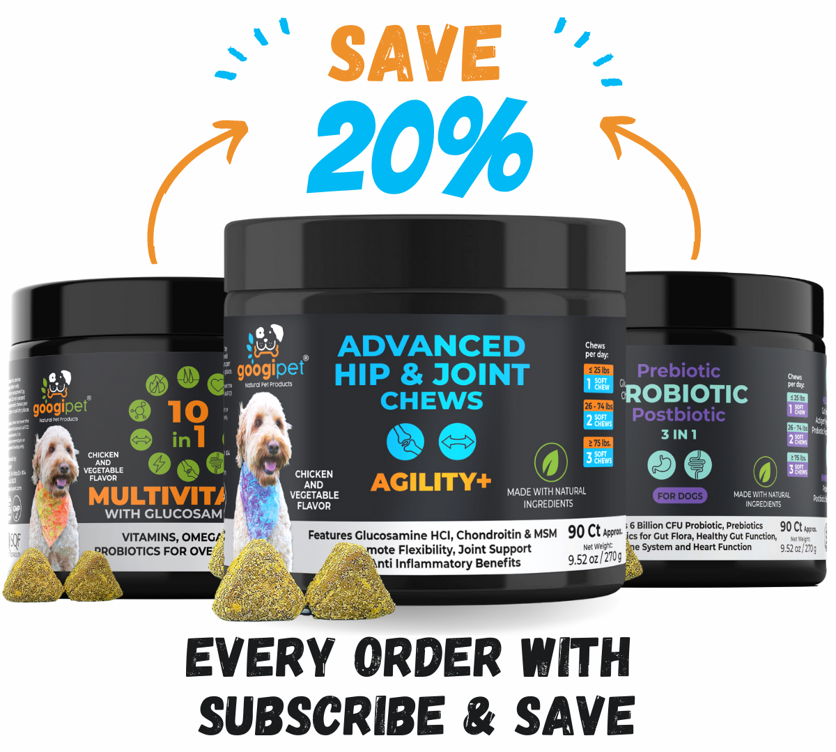 Agility+ Advanced Hip and Joint Chews for Dogs - Googipet