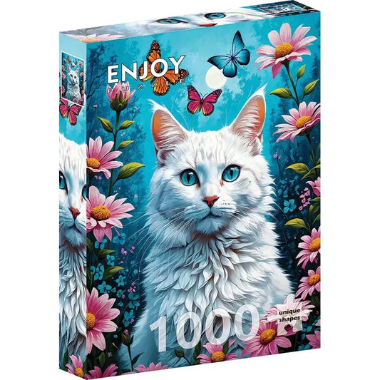 White Cat 1000 Piece Jigsaw Puzzle Enjoy