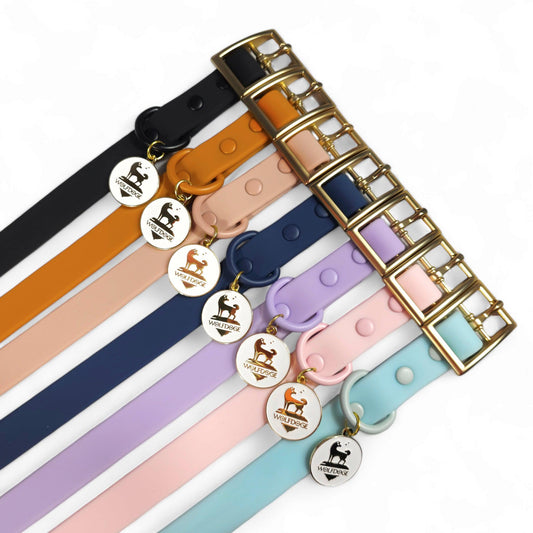 Dog Collar Waterproof Gold Hardware Easy Clean 💧