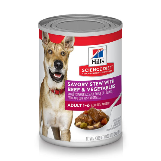 Science Diet Adult Savory Stew with Beef & Vegetables (12.8oz) - Wet Dog Food - The Family Pet