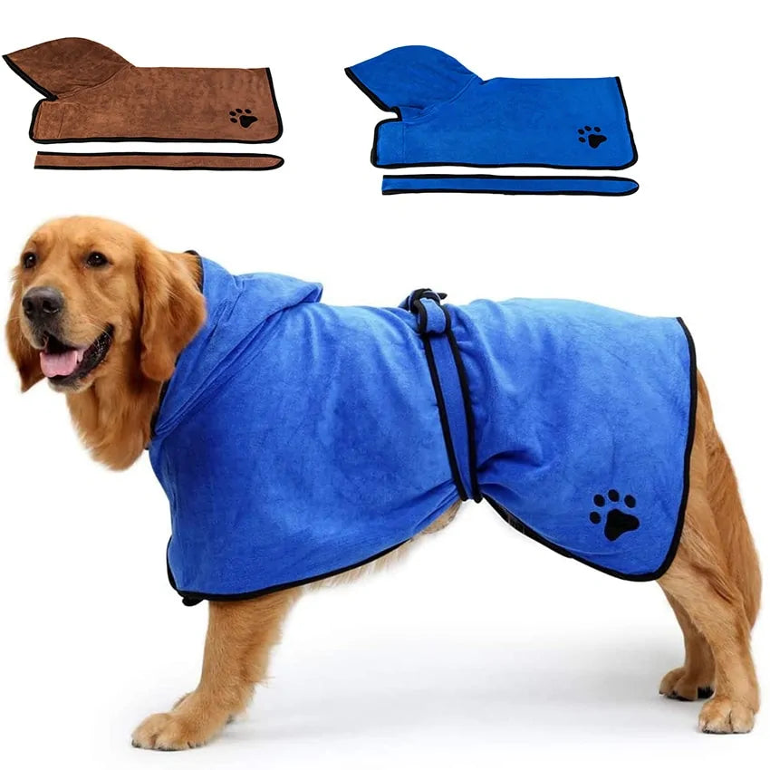Soft Absorbent Pet Bathrobe with Drying Towel and Hat - Ameraeon