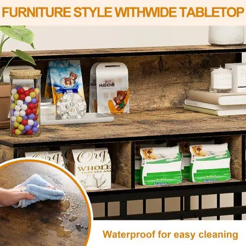 Rustic Retreat Dog Crate w/ Storage - Ameraeon