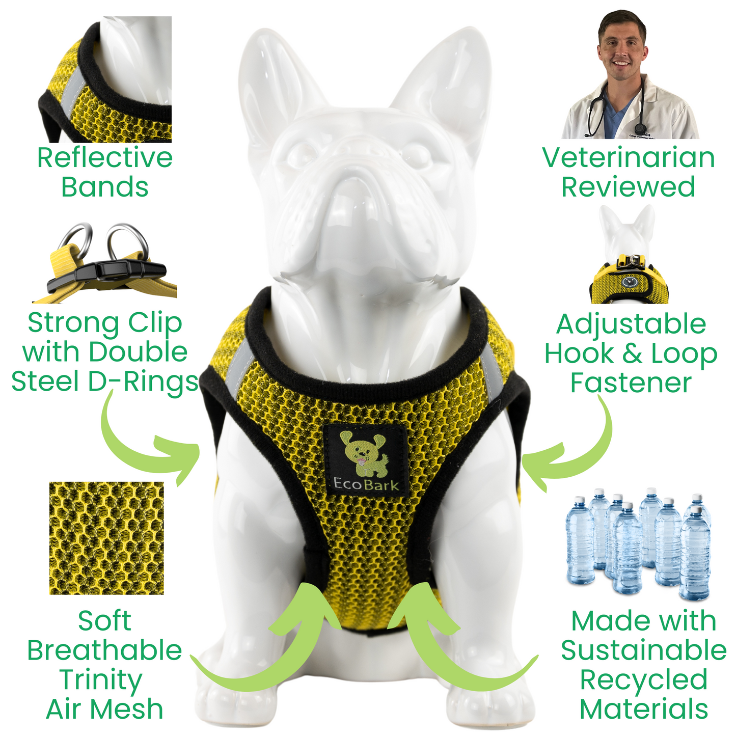Dog Harness EcoBark Step In Harness XXXS to Small Breeds- - close up product image for dog harness