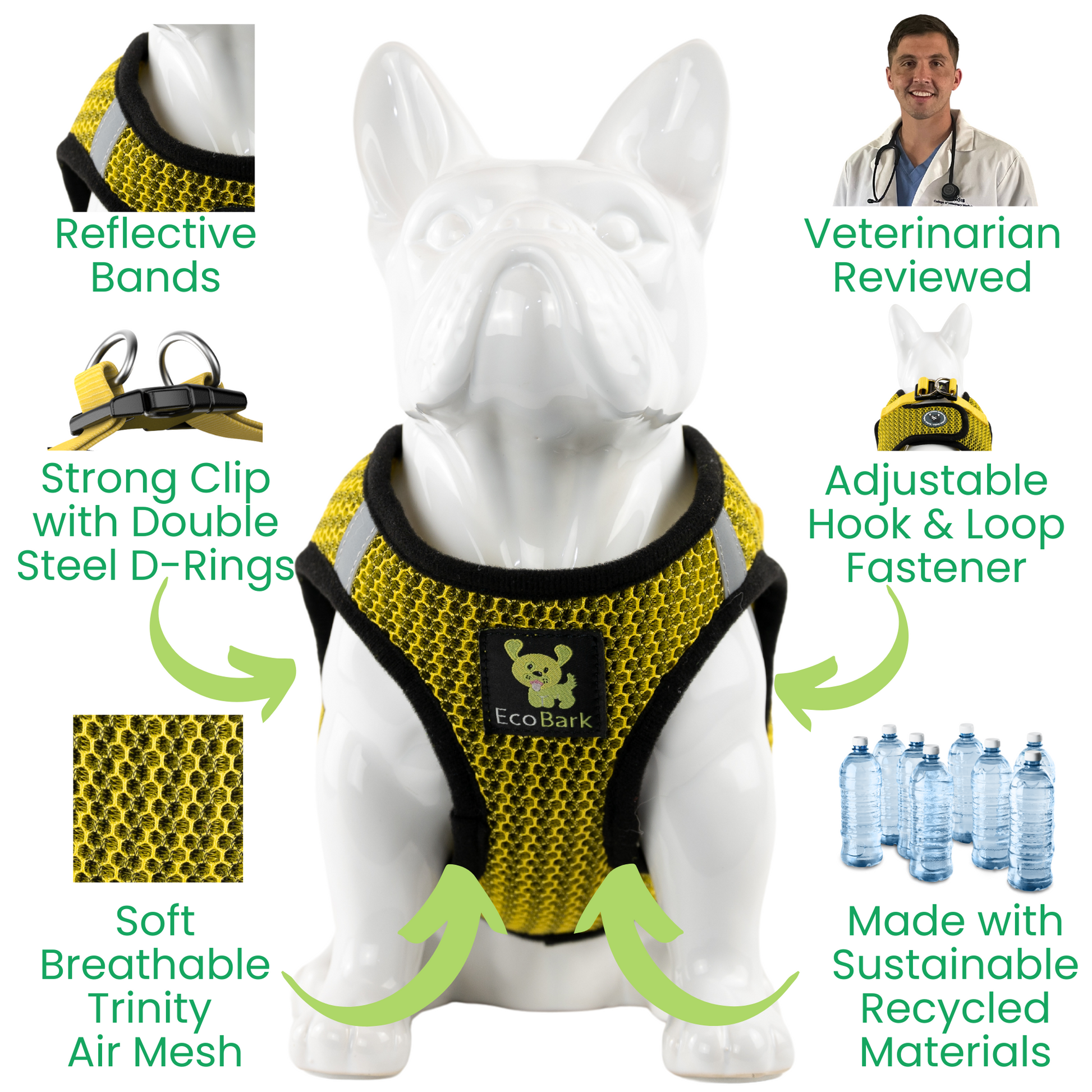 Dog Harness EcoBark Step In Harness XXXS to Small Breeds- - close up product image for dog harness
