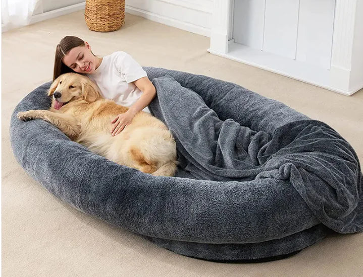 Large Human Short Plush Dog Bed - Mimarta - Dark Grey - 185x120x30CM - BK7945O