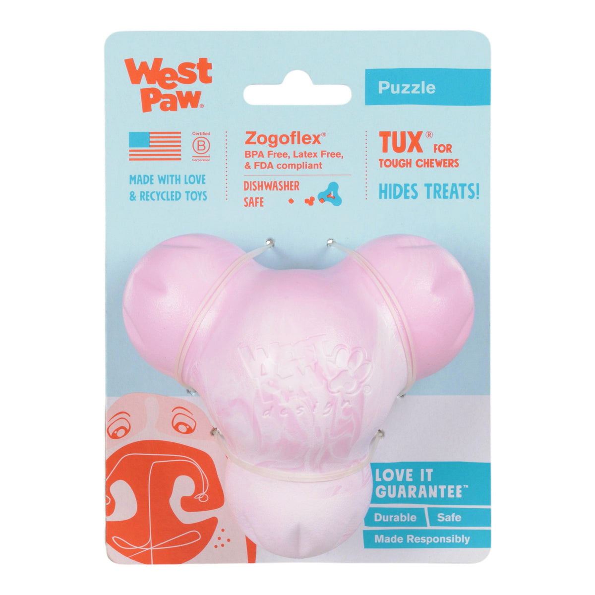 Tux Bubblegum Swirl Interactive Dog Toy Durable Play Premium - lifestyle view